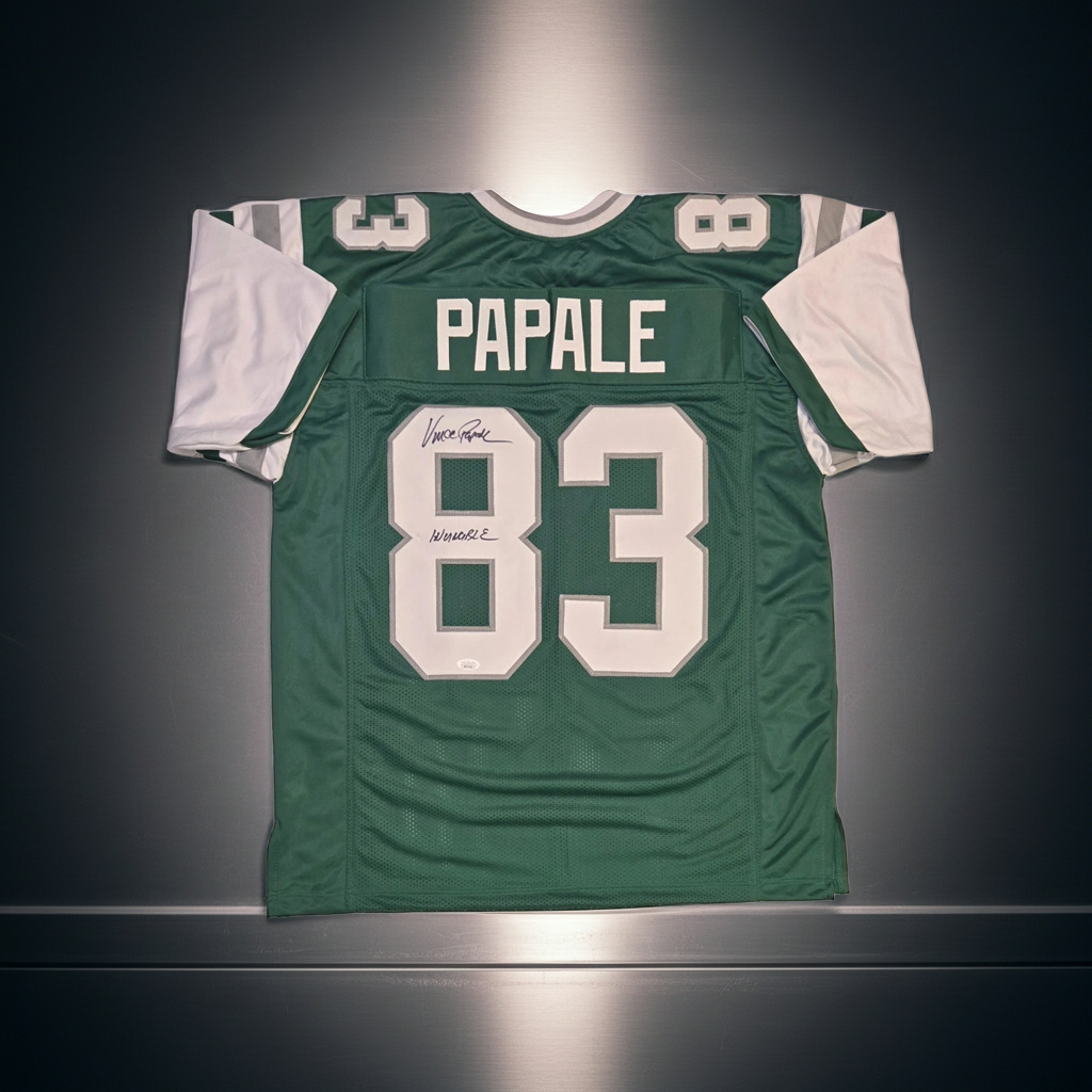 Vince Papale Philadelphia Eagles Autographed & Ins Football Jersey coa (XL)