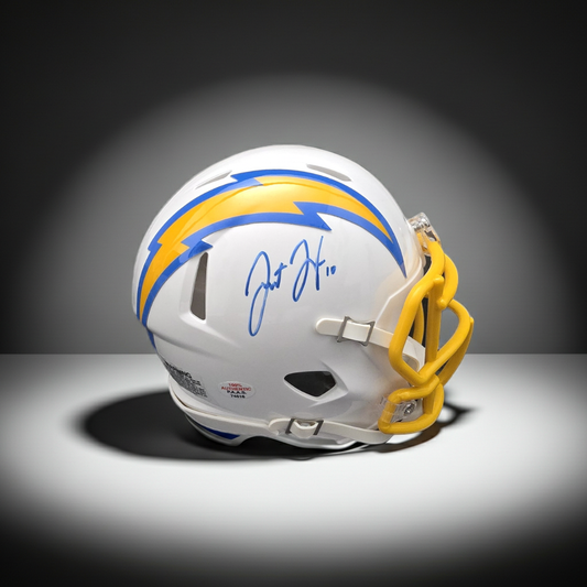 Justin Herbert of the LA Chargers signed mini football helmet COA