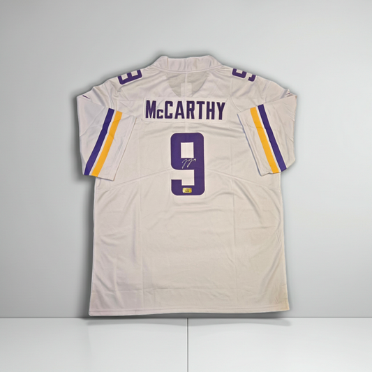 J.J. McCarthy Signed Nike Jersey #9 Vikings w/COA (2XL)