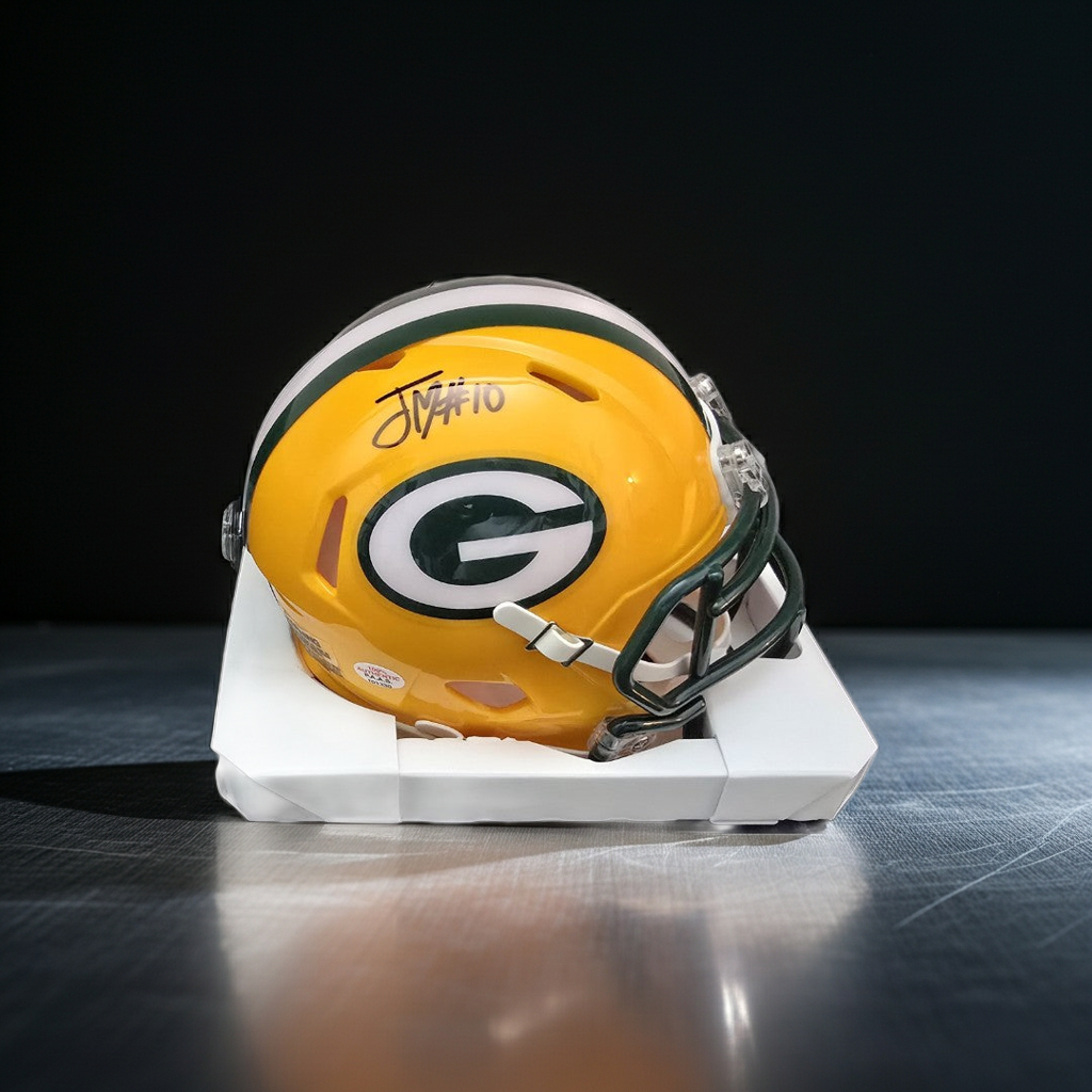 Jordan Love of the Green Bay Packers autographed mini helmet PAAS COA