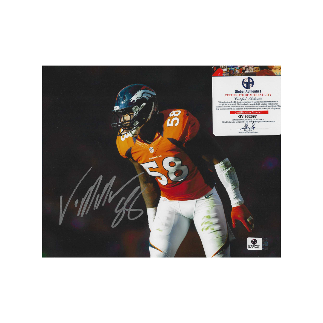 Von Miller Broncos Autographed 8x10 Photo coa With Frame