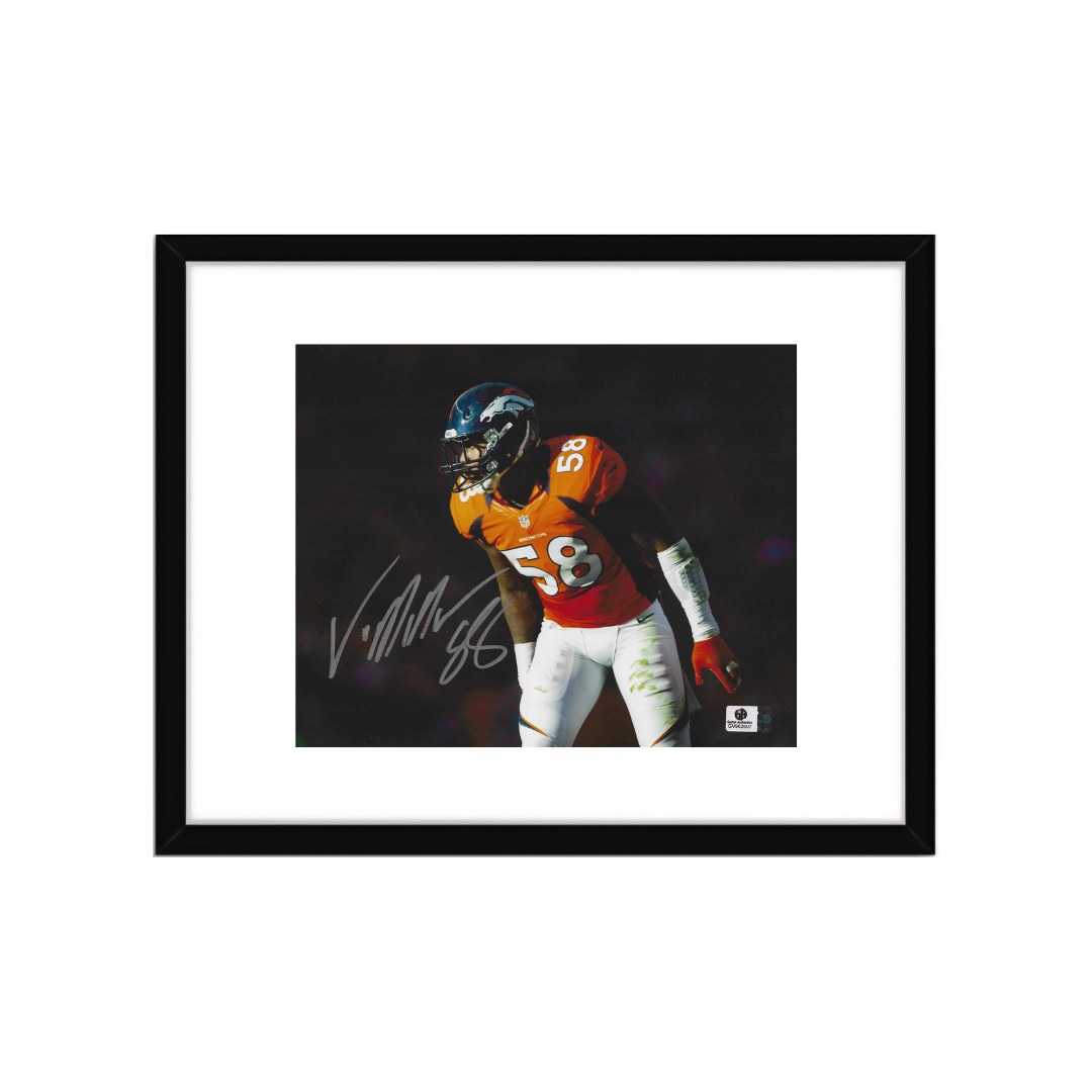 Von Miller Broncos Autographed 8x10 Photo coa With Frame