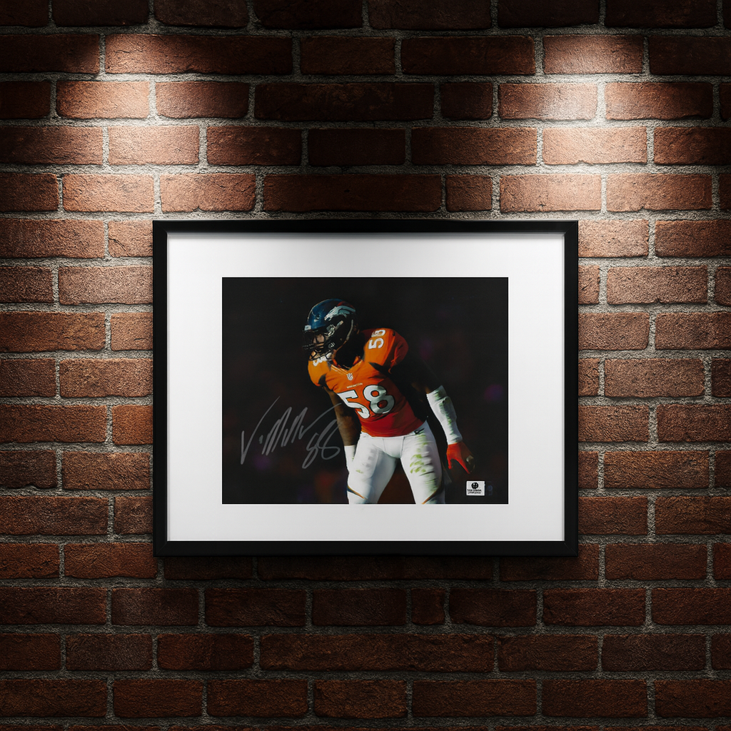 Von Miller Broncos Autographed 8x10 Photo coa With Frame