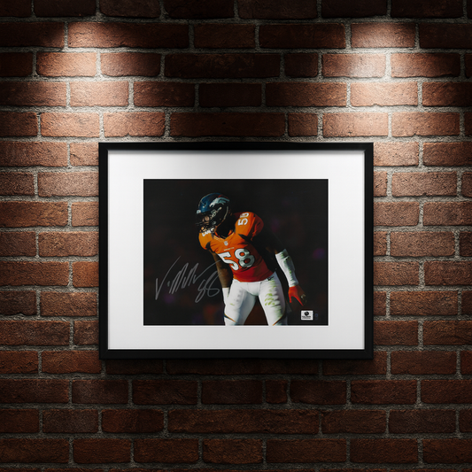 Von Miller Broncos Autographed 8x10 Photo coa With Frame
