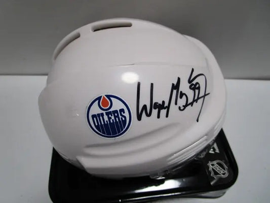 Wayne Gretzky of the Edmonton Oilers autographed mini hockey helmet COA