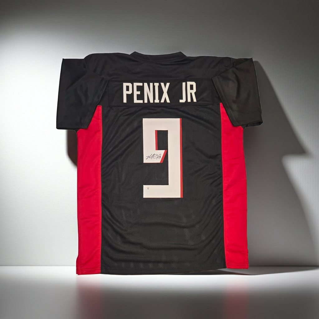 Michael Penix Jr of the Atlanta Falcons autographed football jersey COA (XL)
