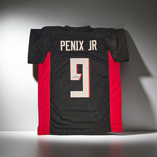Michael Penix Jr of the Atlanta Falcons autographed football jersey COA (XL)