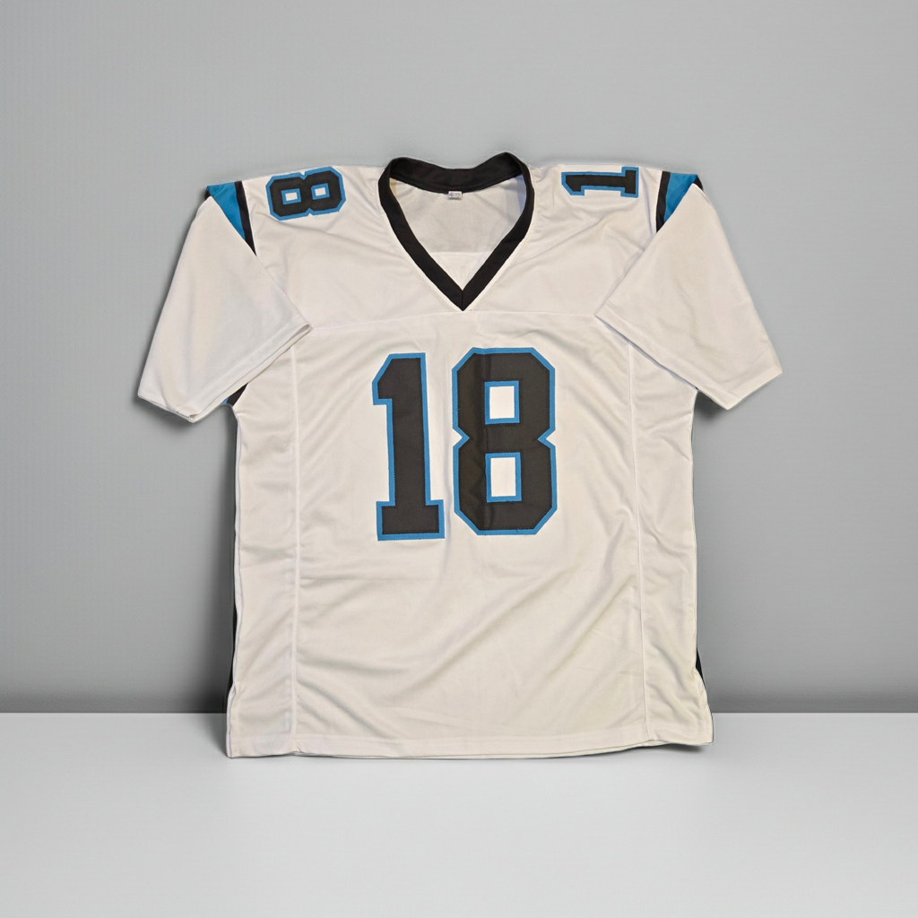 Jalen Coker Carolina Panthers Signed White Football Jersey Beckett Holo