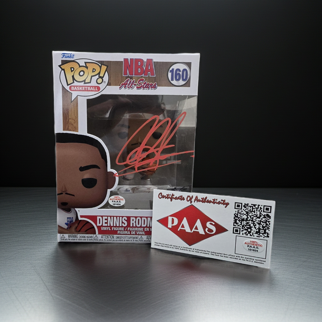 Dennis Rodman of the Chicago Bulls signed NBA All Star Funko Pop COA